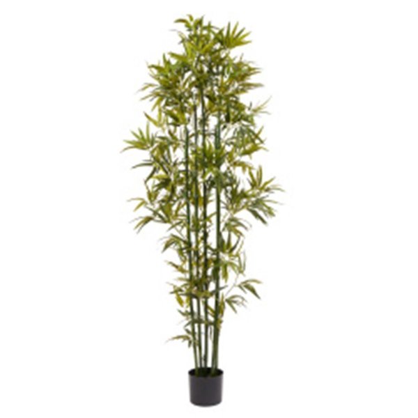 Trademark Global Trademark  6 ft. Tall Artificial Bamboo Faux Potted Indoor Floor Plant; Green Trunk 50-LG1193